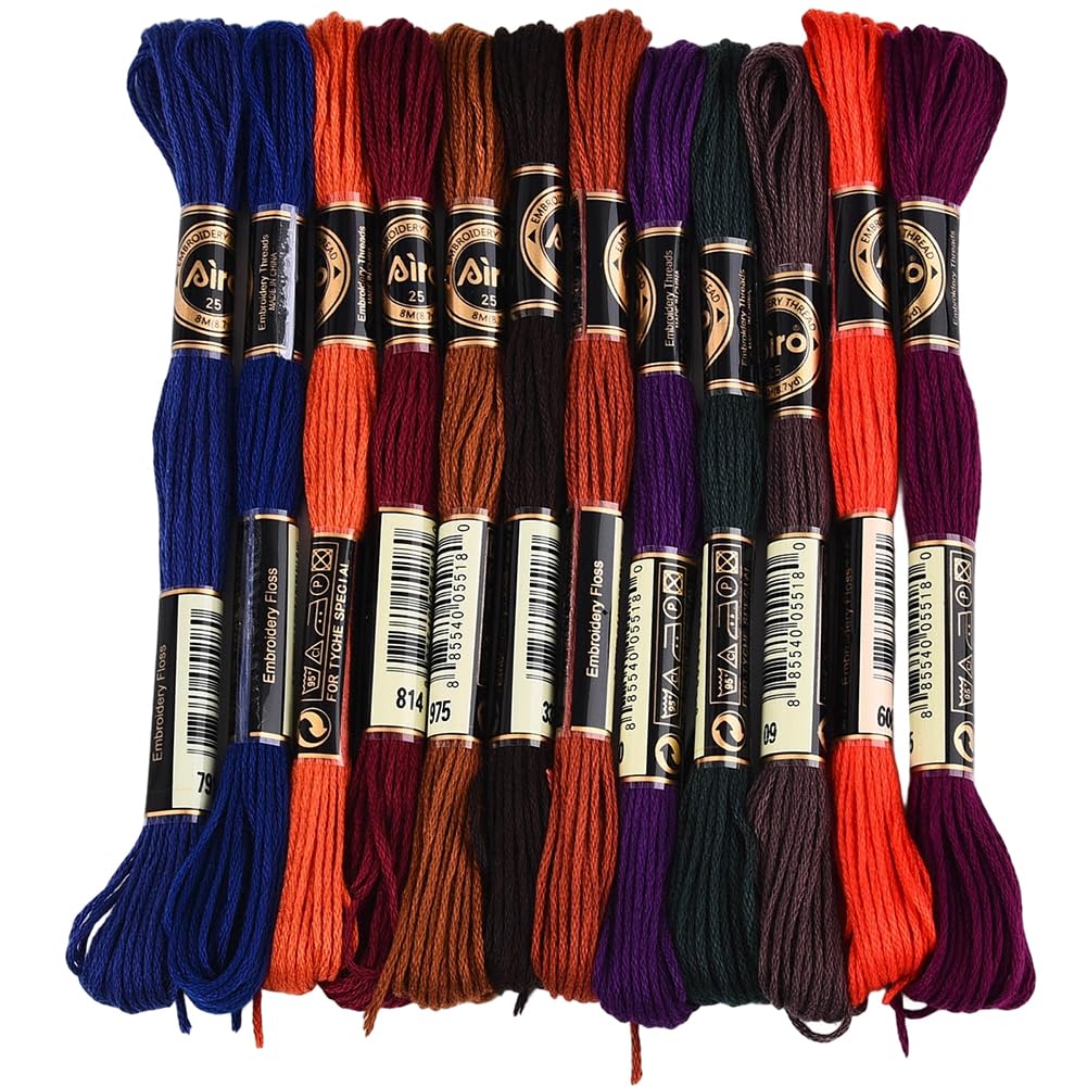CABODYALS 12 Skeins 6 Strands Variegated Embroidery Floss Gradient Cross Stitch String Polyester Hand Friendship Bracelet Thread Yarn Bracelets Threads for Sewing Knitting Craft Crochet Stitching