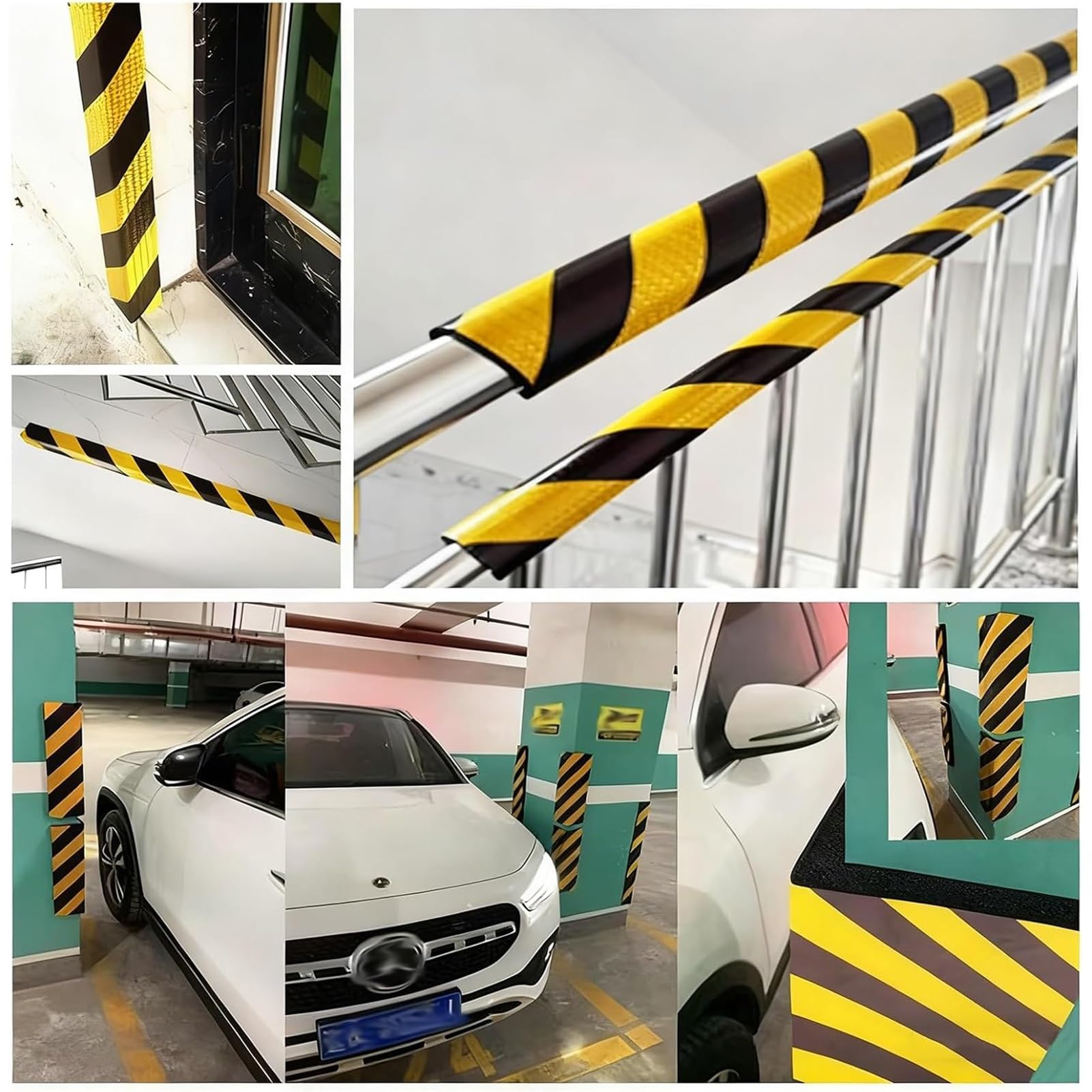 Protectores de bordes de espuma, tiras de seguridad reflectantes, acolchado de goma, protectores de esquina autoadhesivos para paredes, 30 unidades de protección industrial