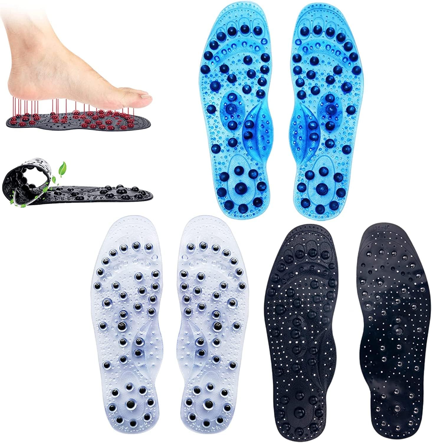1 Pair Softsole Far Infrared Tourmaline Massage Lymphatic Detox Correction Insoles,