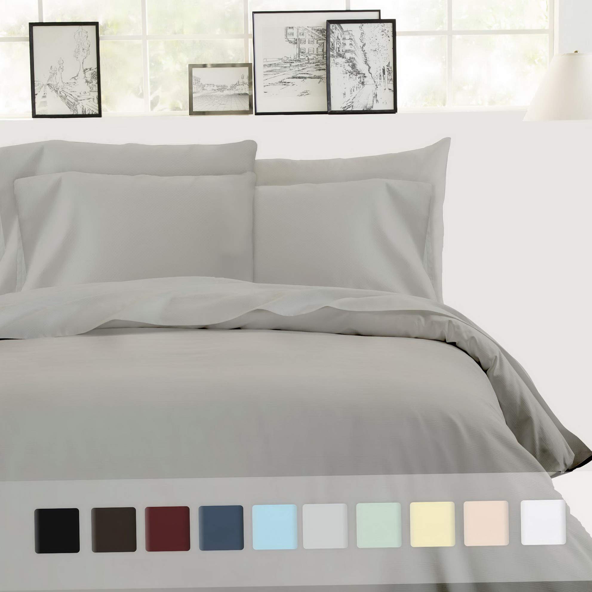 Hemau Best Hotel Luxury Bedding 3-Piece Full/Queen Slate Grey Set, 400 TC 100% Long-Staple Combed Cotton Soft, Silky & Breathable Set, Perfect Cover for Your Down Comforter | Style 503192602