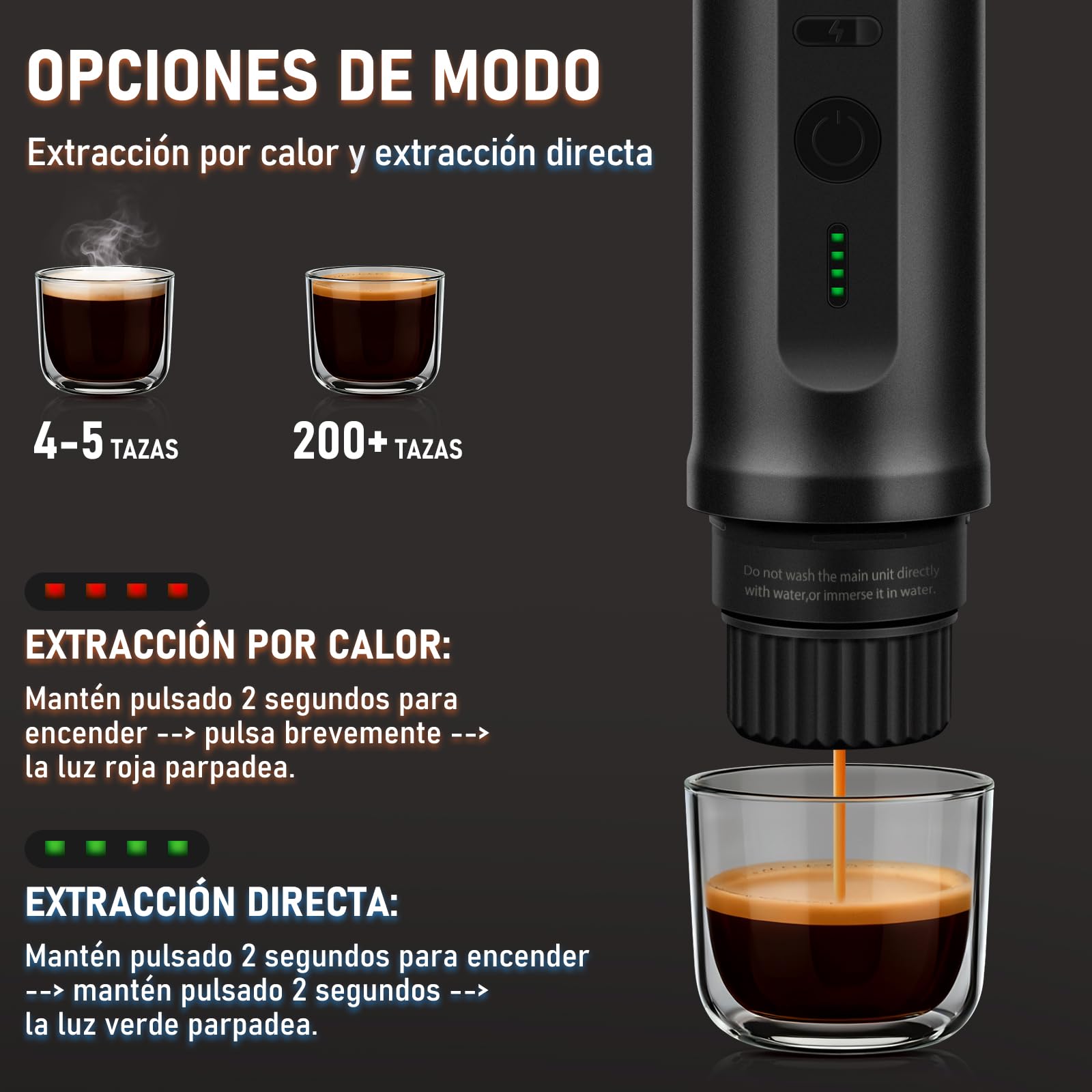ICARE Cafetera Portatil, Compatible con Cápsulas NS y Café Molido, Calefacción Integrada, Carga Rápida USB-C, Indicador de Batería, Ideal para Acampadas, Senderismo, Viajes y Autocaravanas (Negro)