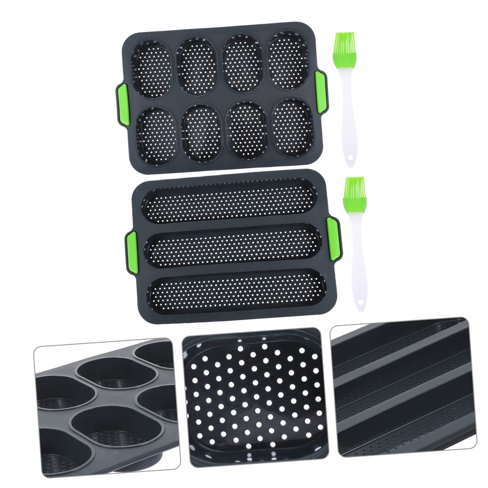 Molde de Silicona para Pan Francés Perforado, 1 Set Negro