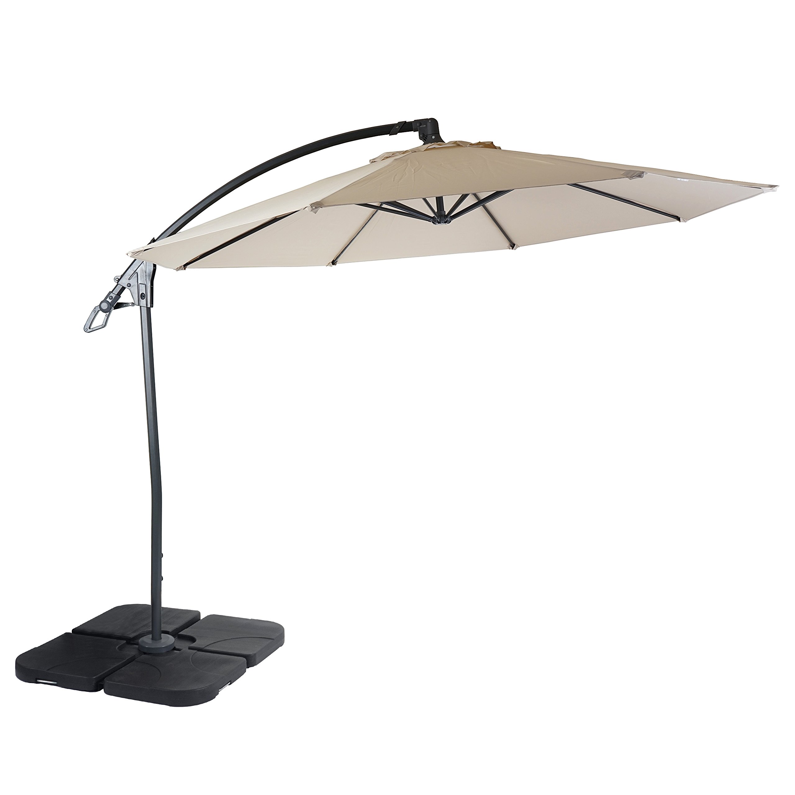 Mendler Ersatz-Bezug für Deluxe Ampelschirm HWC-D14, Sonnenschirmbezug rund Ø 3m - Creme ohne Flap