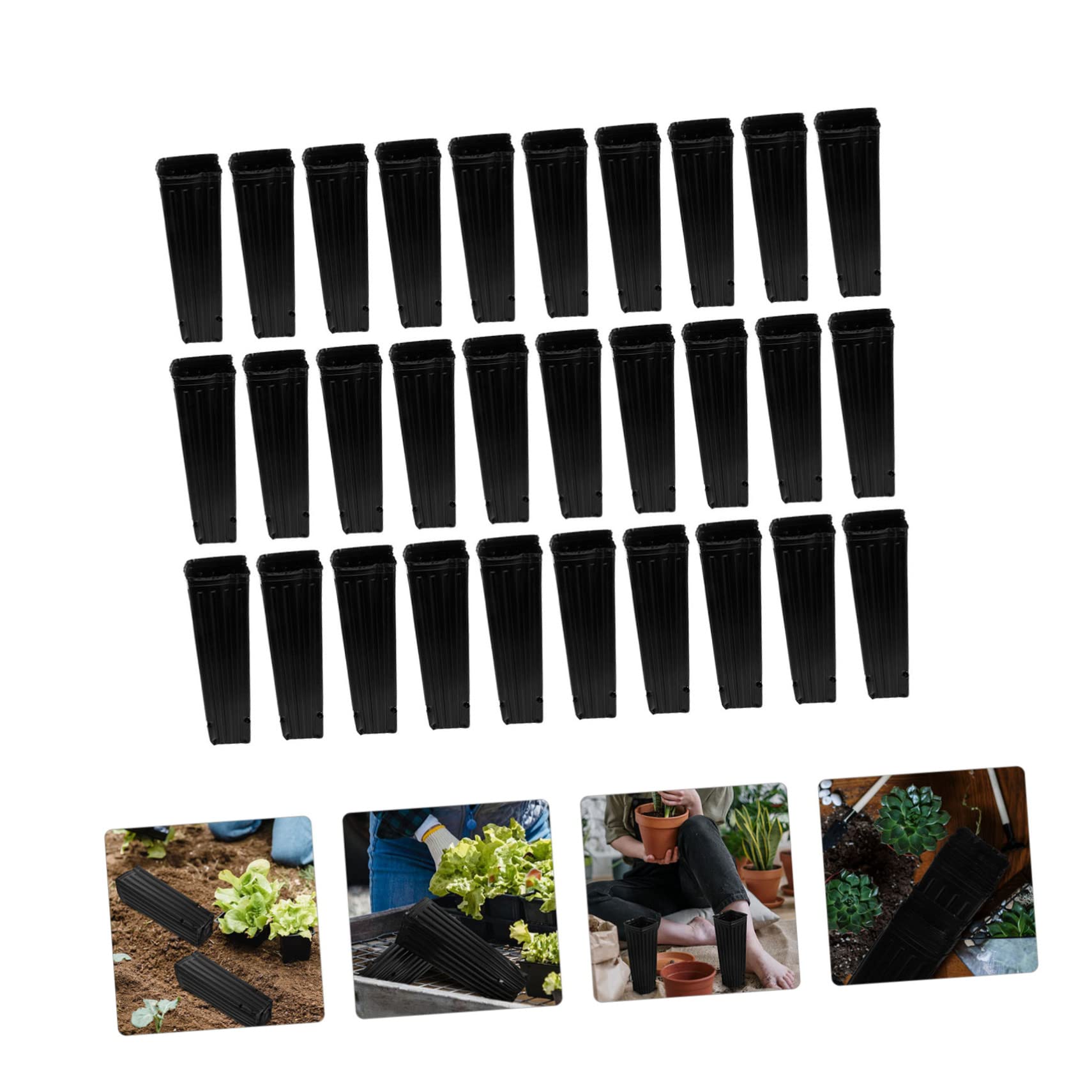 HEMOTON 50 Stück Pflanzbeutel Setzlingsbeutel Schwarz 10x30cm Atmungsaktiv Durchlässig Langlebig für Garten und Obstschutz
