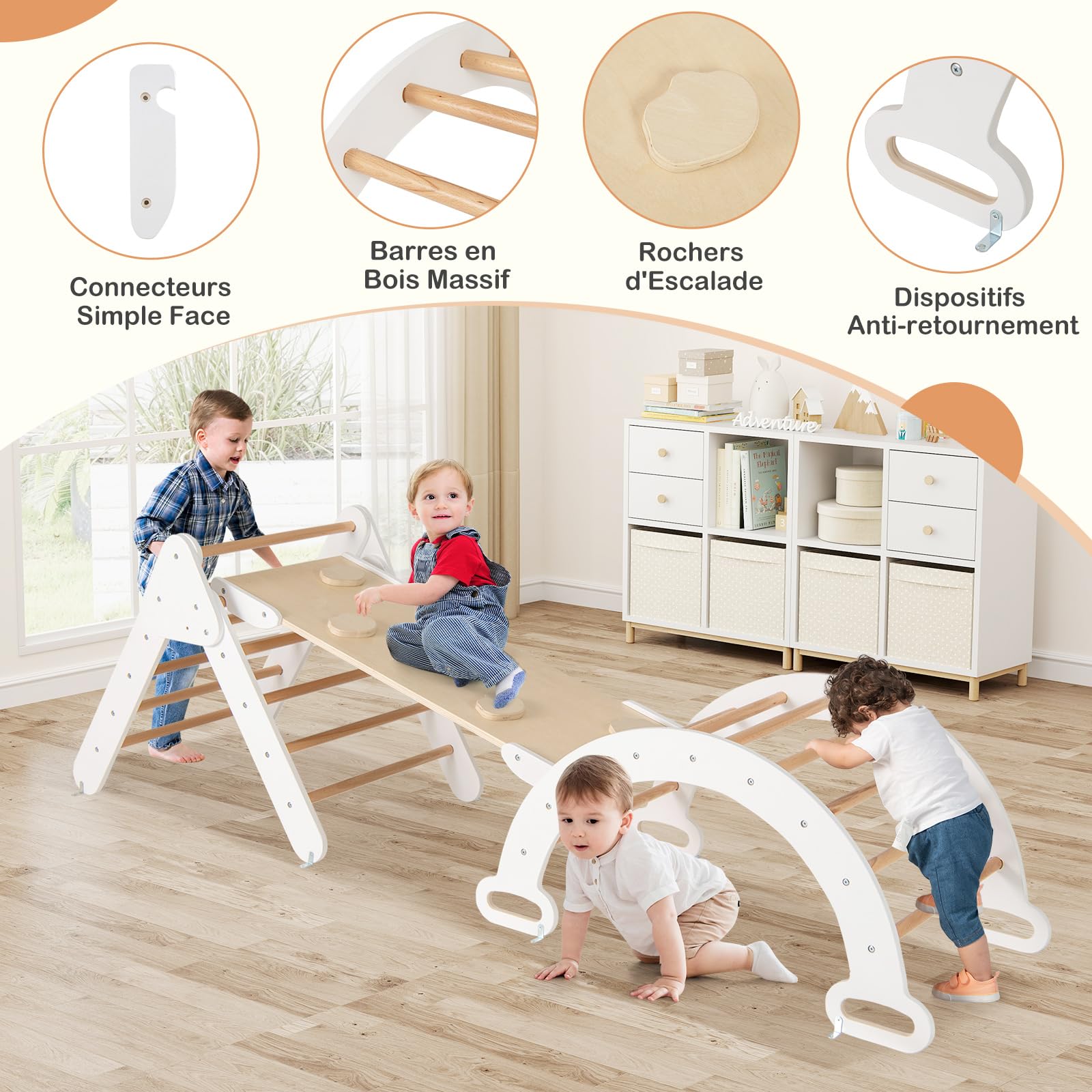 7 En 1 Triangle D'escalade Enfants Avec Rampe Réversible,arc D'escalade Ou Bascule,charge Max 7 En 1 Triangle D'escalade Enfants Avec Rampe Réversible,arc D'escalade Ou Bascule,charge Max