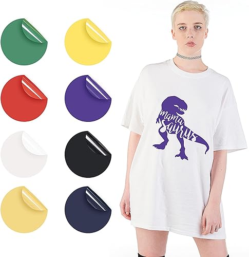 Miniatura 5 de Paquete de 8 rollos de vinilo de transferencia de calor de 12 pulgadas x 5 pies, vinilo de transferencia de calor de fácil corte para Cricut,