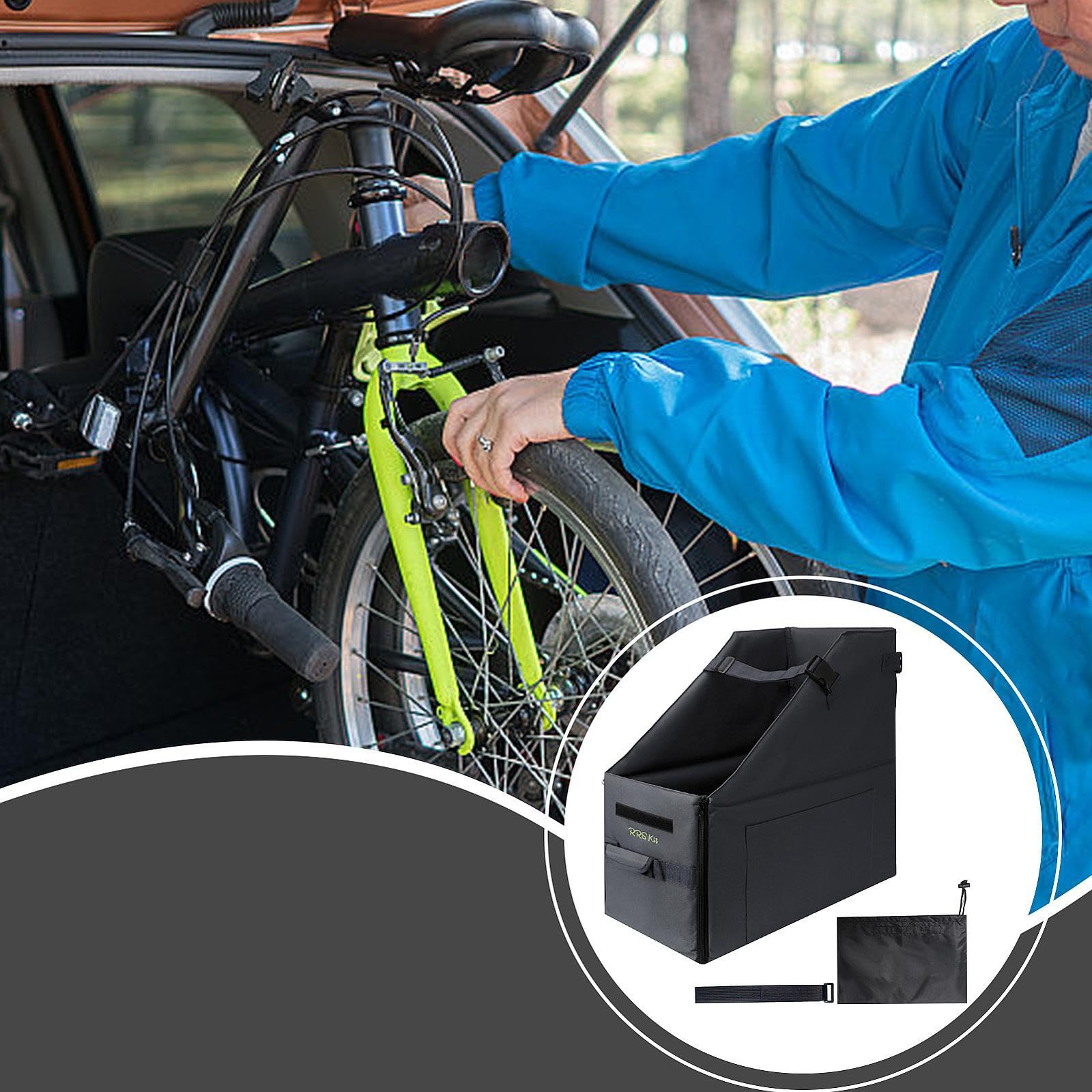 Funda para Bicicleta Plegable 14 Pulgadas, Caja de Almacenamiento y Transporte con Tablero Protector, Tela Oxford, Negro