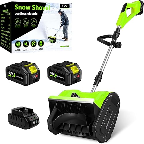 2026 New 13" Cordless Electric Snow Shovel Battery Powered, 48V 4.0 AH Battery Cordless Snow Blower with Battery and Charger, Electric Shovel for Snow Removal Cordless (Dual Battery)