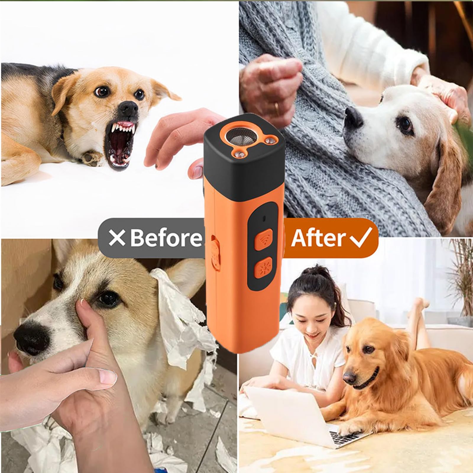 Générique Maychio Anti Aboiement, Maychio Gift pour Chien, Rechargeable avec LED Clignotante, avec 3 Fréquences Réglables pour Chiens De Petite, Moyenne Et Grande Taille (C)