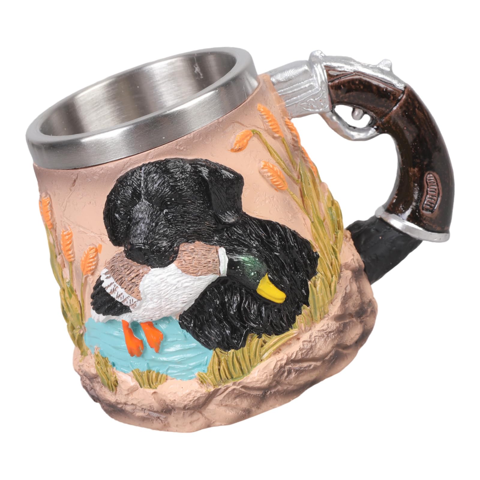 OSNIYAW Resin Drinking Mug with Dog and Ducks Pattern Coffee Cup Unique Collectors and Hunter Traditional Deck Cup