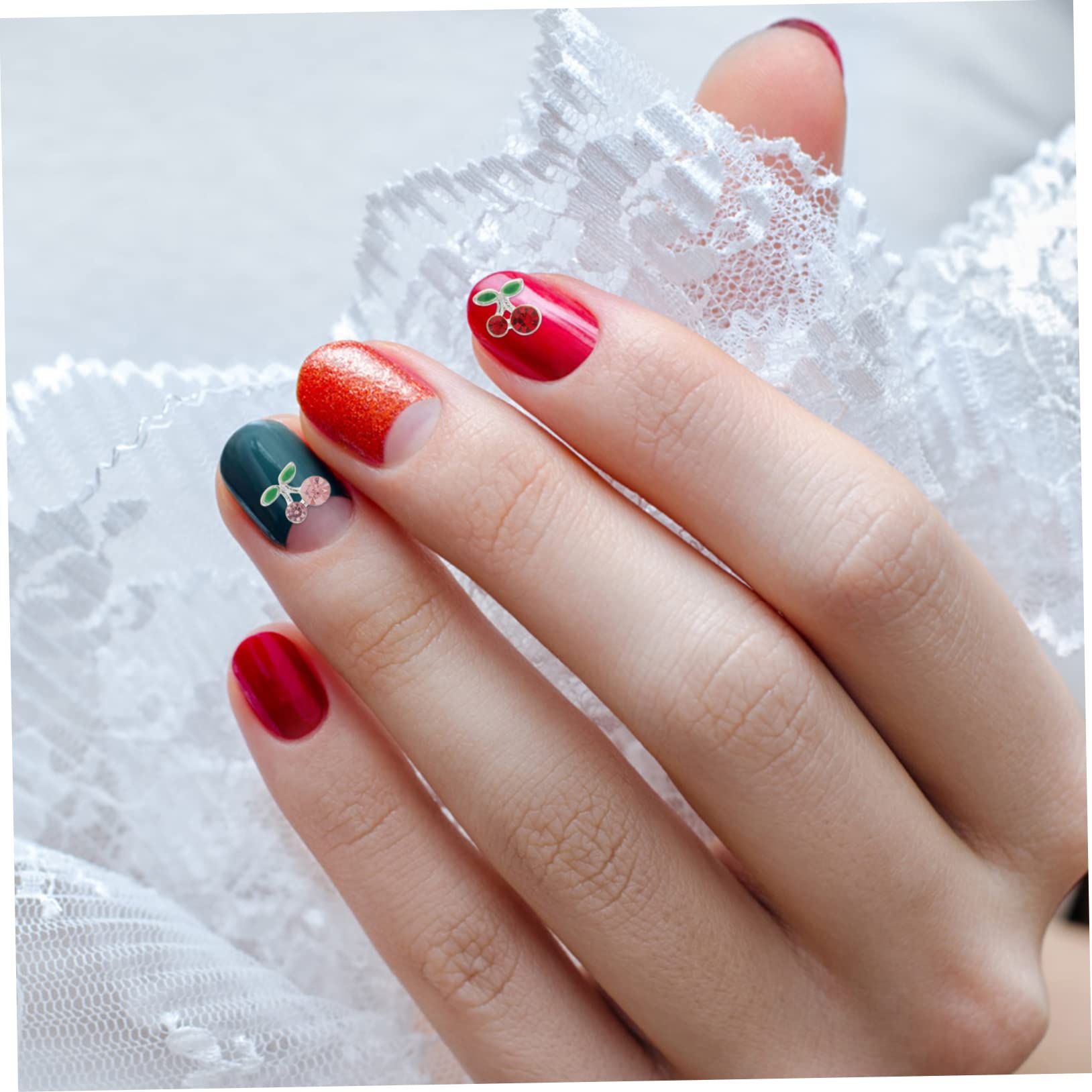 Beavorty 144piezas Encantos De Uñas De Cereza Decoraciones De Manicura Creativas Gemas Para Diseño De Uñas Para Fiestas y Uso Personal