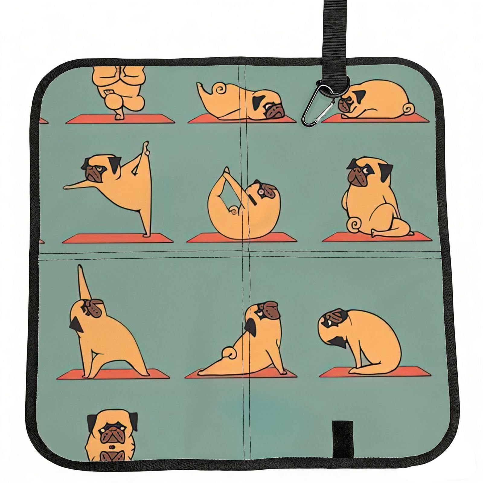 OKFSTY Yoga Pug Print Fold Away Seat Cushion Portable Outdoor Pad Polyester Bleacher Bench Mat Travel Picnic Pad
