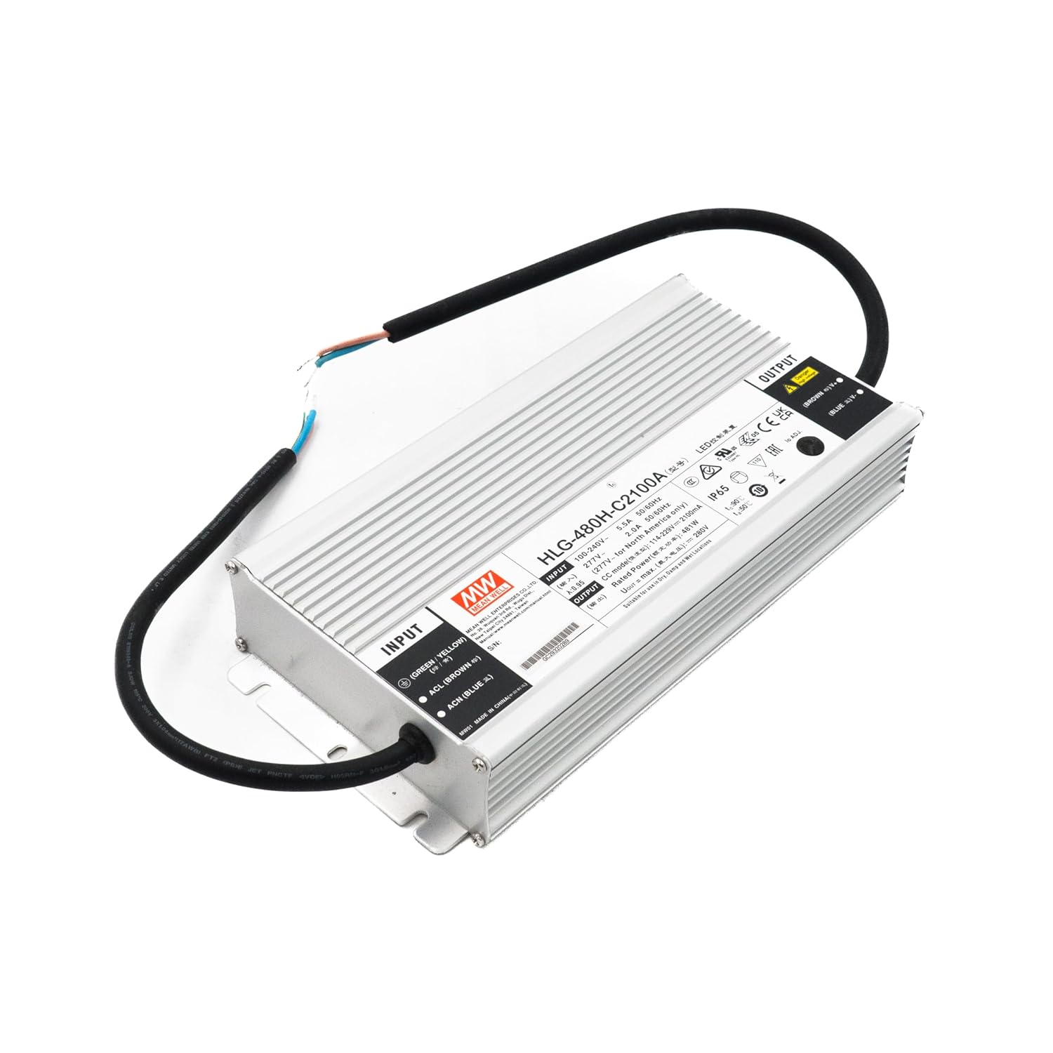 MEAN WELL HLG-480H-C2100A 480W, 120-277Vac, 2100mA 114-229Vdc led driver module - 1 item(s)