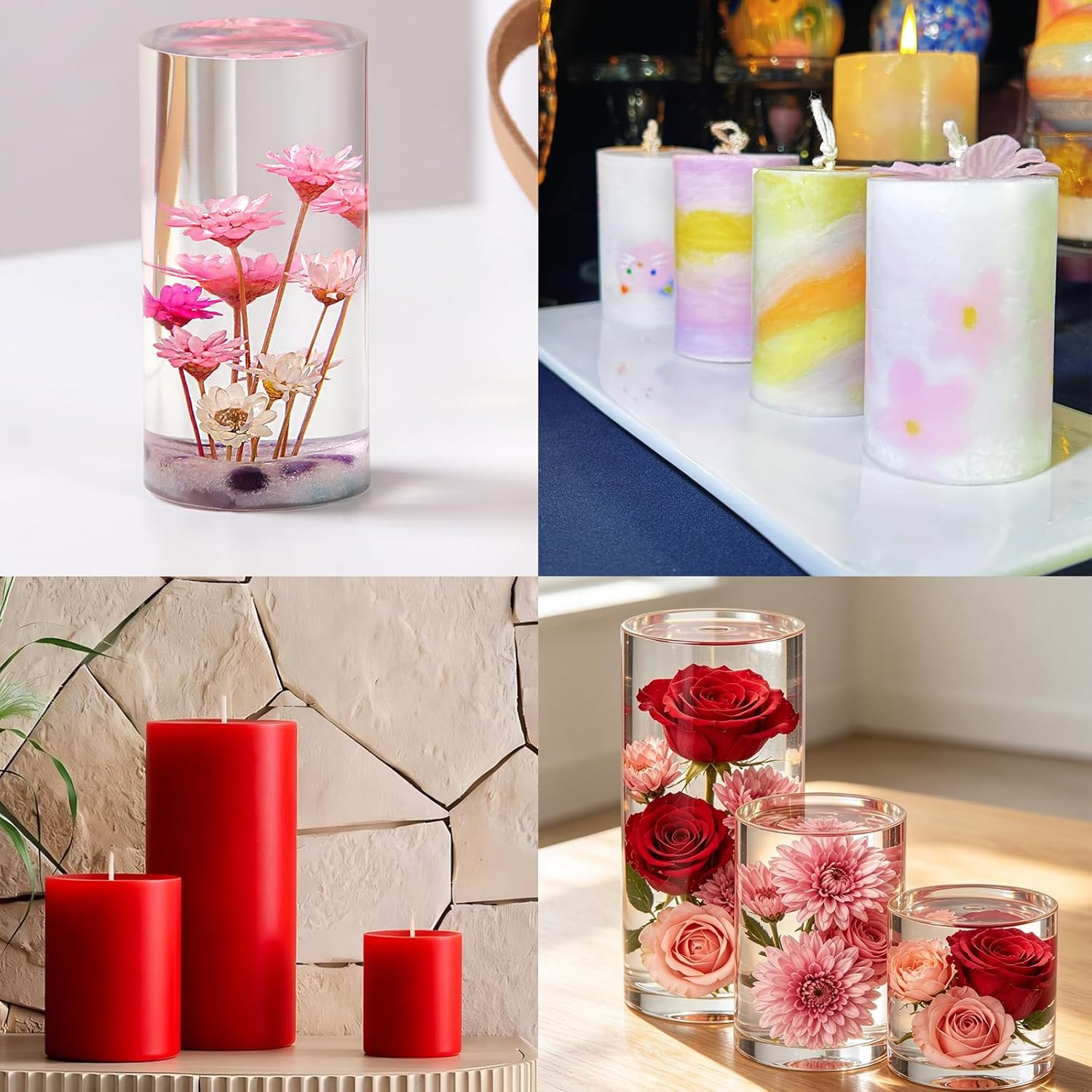 3Pcs Large Pillar Candle Making Mold, Big Cylinder Resin Epoxy Casting Mold