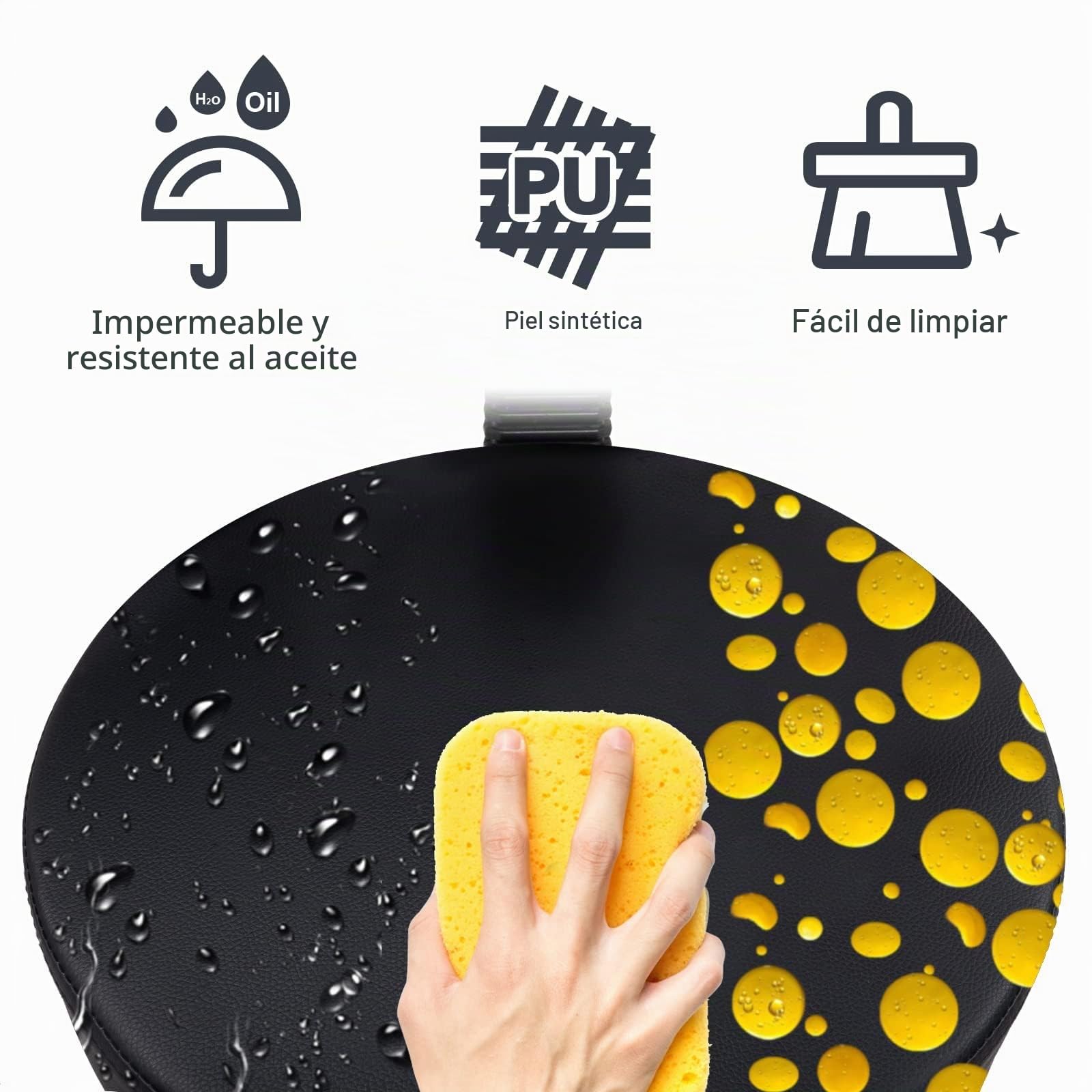 Bonnlo Taburete con Ruedas Ajustable en Altura 60-72cm con Respaldo Desmontable, Taburete de Trabajo Giratorio 360°, Soporta hasta 136 kg. Taburete de Oficina para Oficina/Salón/Bar, Color Negro