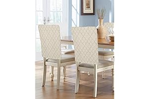 Eye-Catching Beige Rhombus Plaid Chair Back Covers for a Refreshing Touch to Your Dining Space