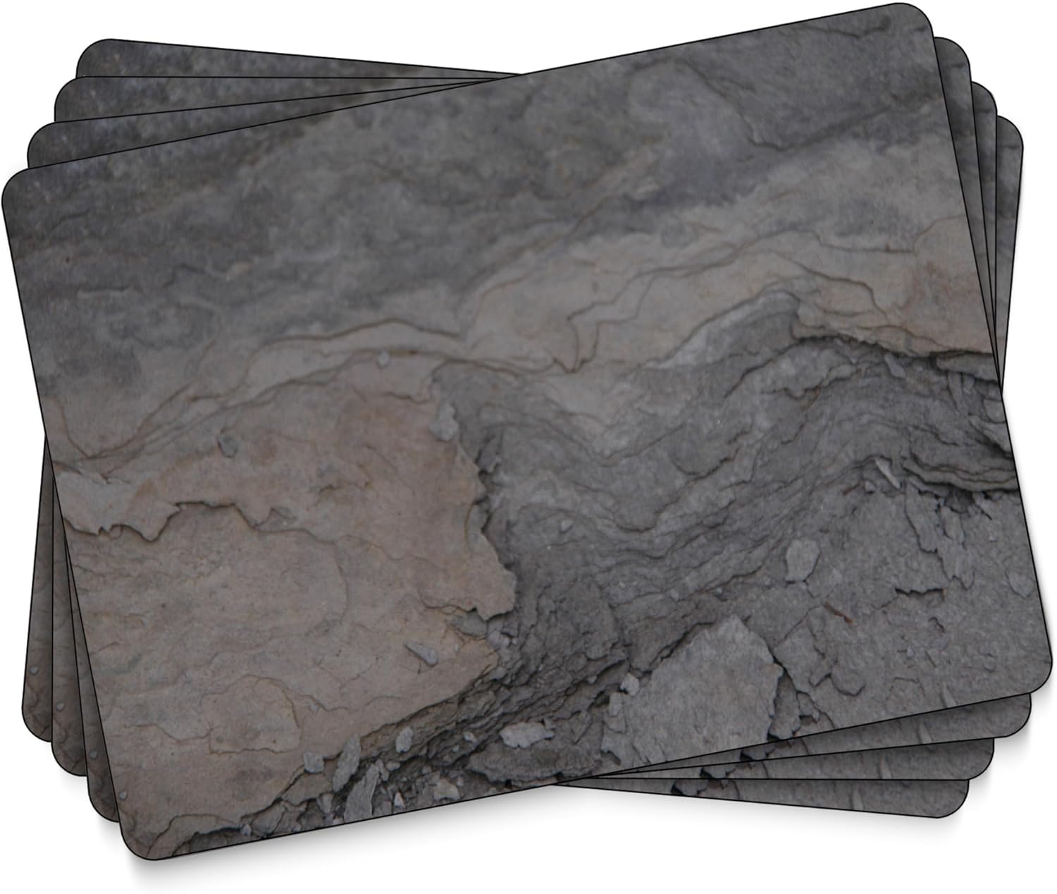Pimpernel Midnight Slate Collection Placemats, Set of 4 – (15.7" x 11.7") Rectangular Cork-Backed Mats with Heat & Stain Resistant Lacquer Finish, Durable Dining Table Decorative Protectors