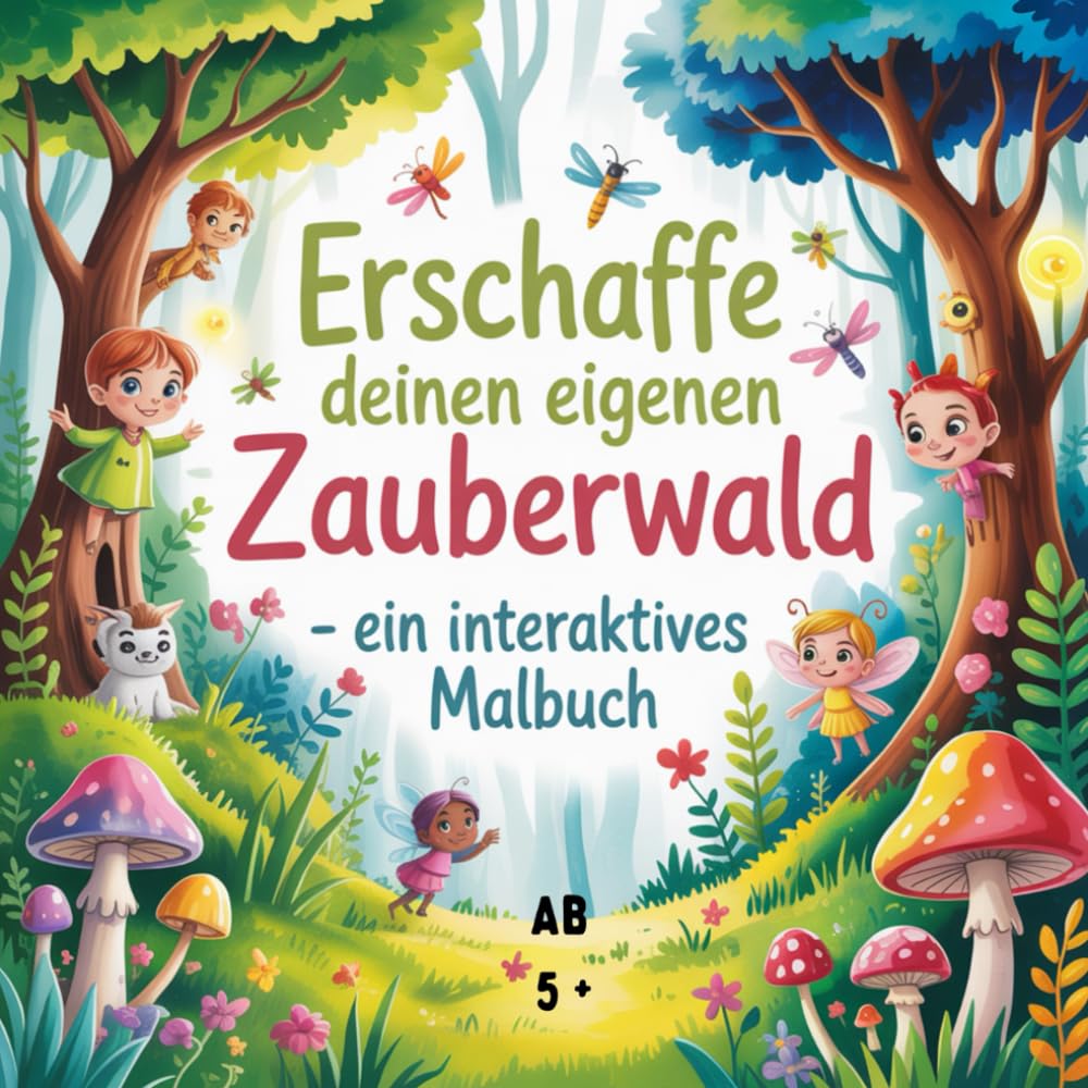 Erschaffe deinen eigenen Zauberwald: - Ein interaktives Malbuch zum Ausmalen, Erfinden und Gestalten, 44 Bilder ab 5+