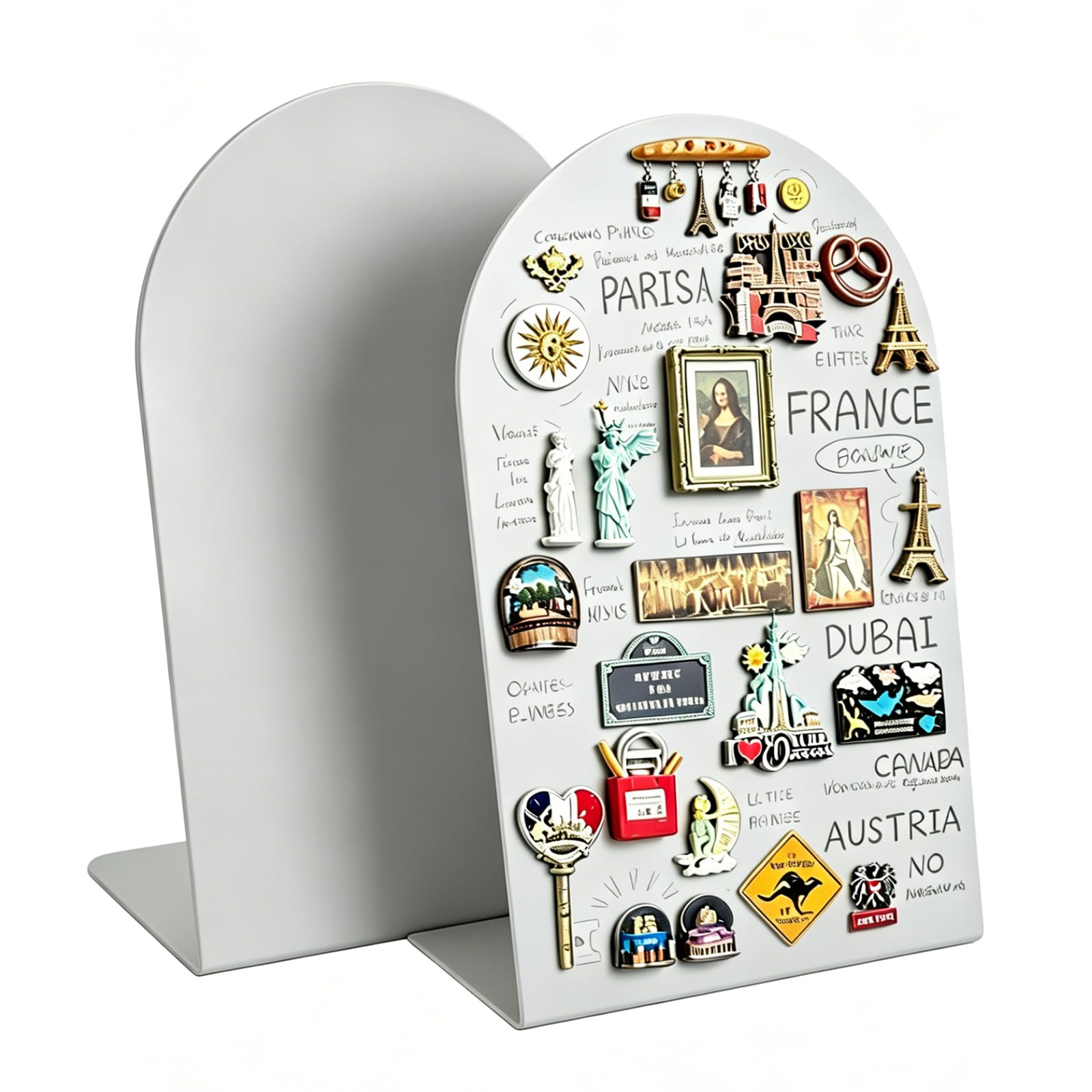 2 Pack Magnet Board,Magnetic Bulletin Board for Tabletops, Metal Magnetic Bulletin Board,Magnet Display Stand for Tabletops Home,School, Kitchen,Office (White, ARC (Pack of 2))