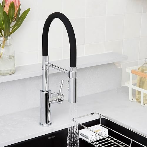 Miniatura 10 de BLANCO 402448 CATRIS Flexo Semi-Pro Pull-Down Grifo De Cocina De Arco Alto 1.5 GPM - Acero PVD