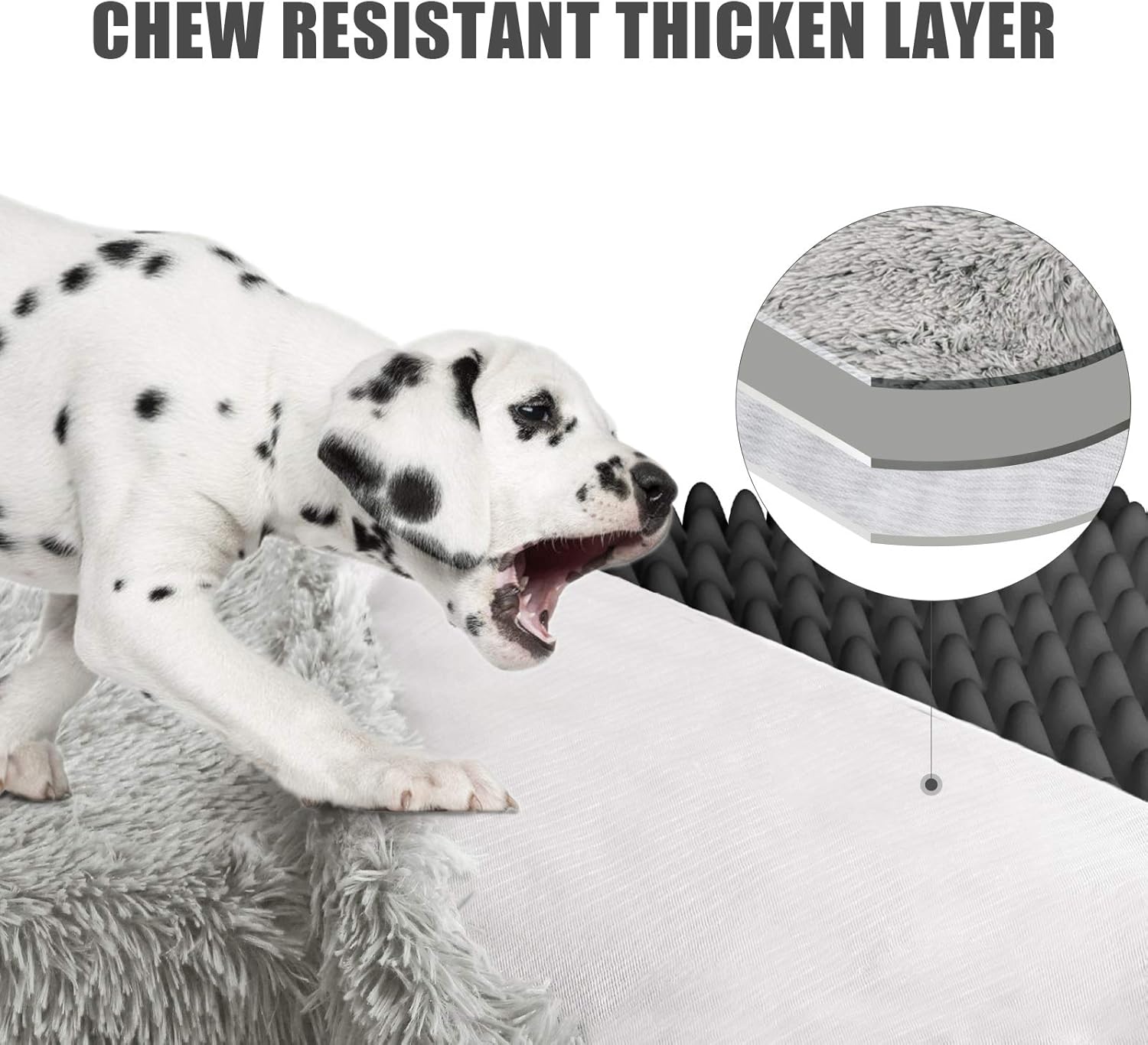 MIHIKK Large Dog Bed for Large Dogs, Orthopedic Egg-Crate Foam Dog Bed with Removable Washable Cover and Waterproof Lining, Non-Slip Bottom Dog Bed for Crate (35 x 22 x 3 Inch, Grey) : Pet Supplies