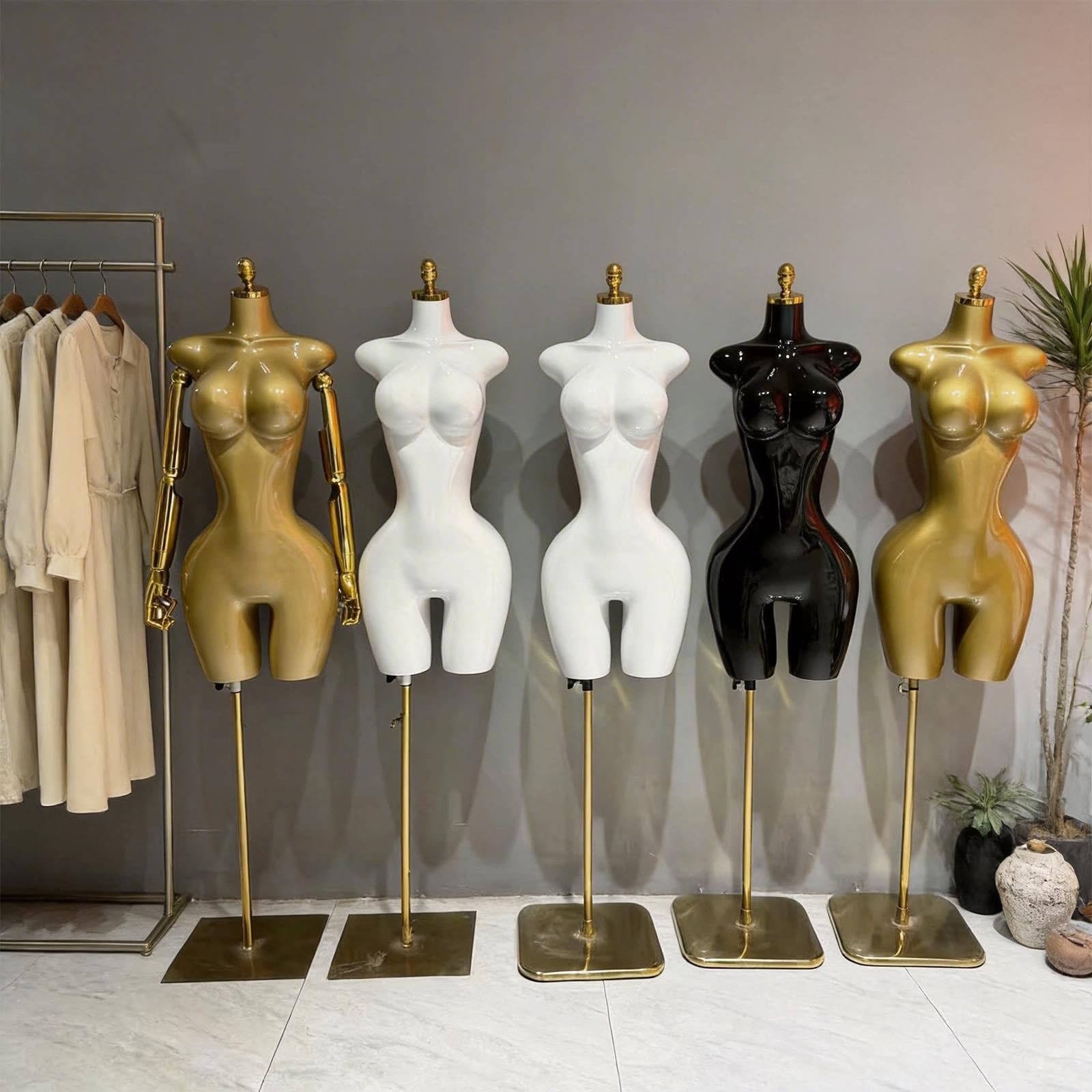 Tors Manekina Damskiego Plus Size, Forma Sukienki, Regulowany Złoty Stojak