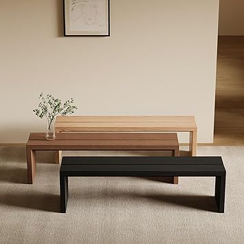 Solid Wood Entryway Bench, V-Shaped Seat, Brown, 62.9in/160cm