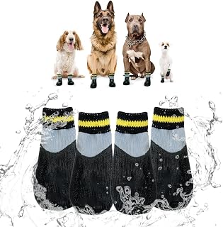 Hjumarayan 4 calcetines para perros impermeables antideslizantes para perros, zapatos para perros para interior y exterior, antideslizantes para perros, color negro (3#)
