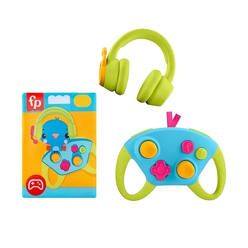 Fisher-Price Juguetes para Recién Nacidos Level-Up Little Gamer Set de Regalo, Sonajero para Bebé Mordedor y Actividades Crinkle para Infantes de 3+