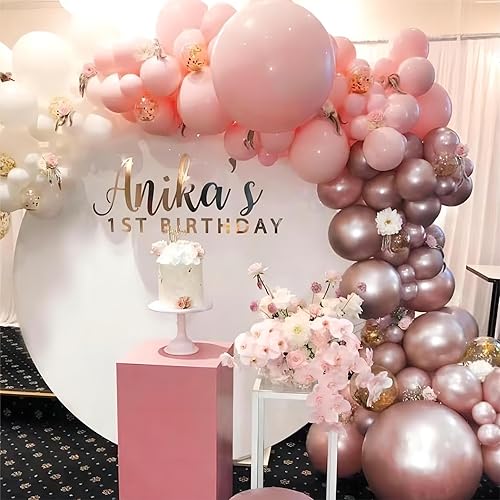 Miniatura 7 de Globos de color oro rosa, 140 globos metálicos de oro rosa de 18, 12, 10, 5 pulgadas, paquete de diferentes tamaños, globos de látex de fiesta para