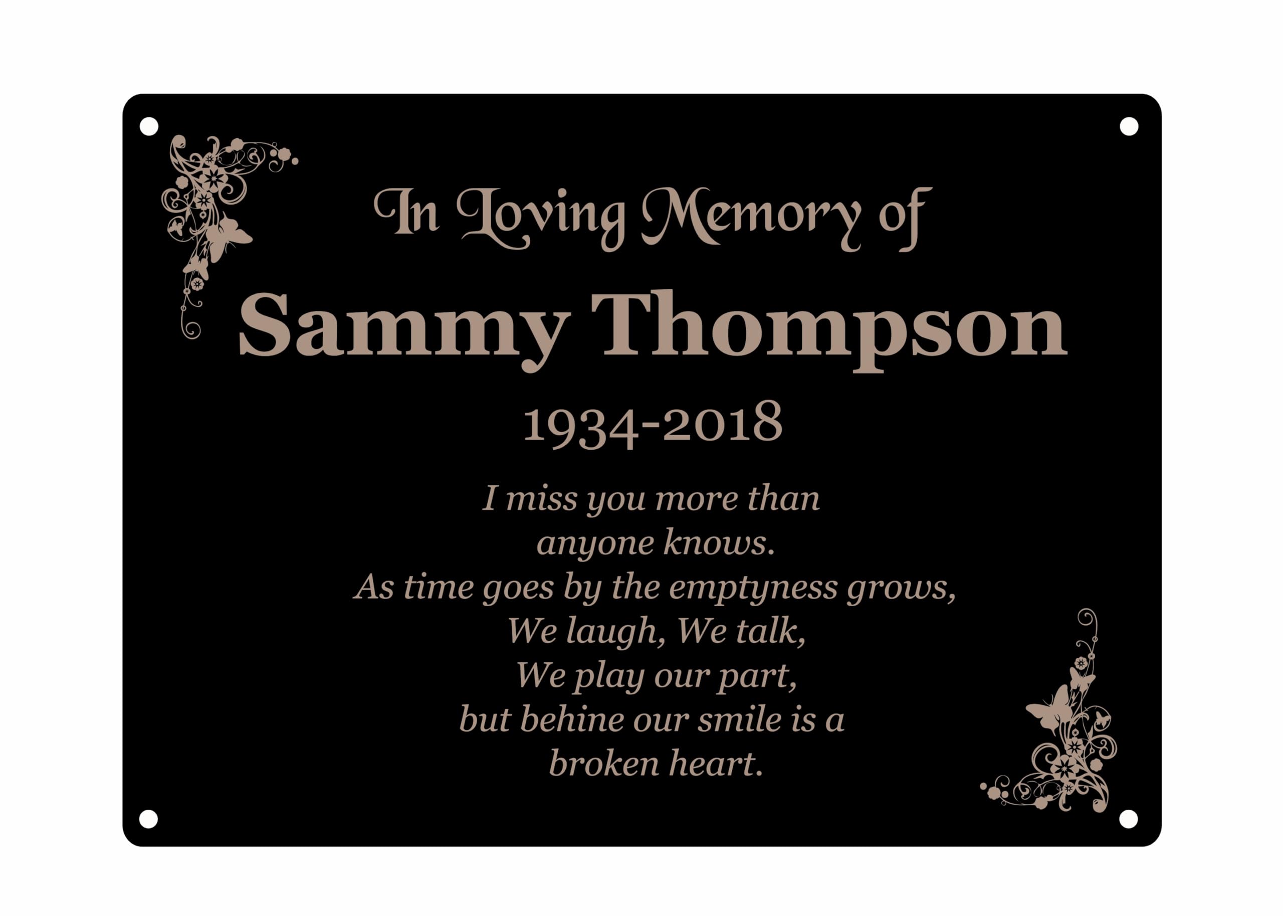 Gluca Satin Black Personalised Memorial Plaque, 6X4 Engraved Bench Plaques, Engraved Tree Sign, Weatherproof, Grave, In Memory Of A Loved One (Satin Black)