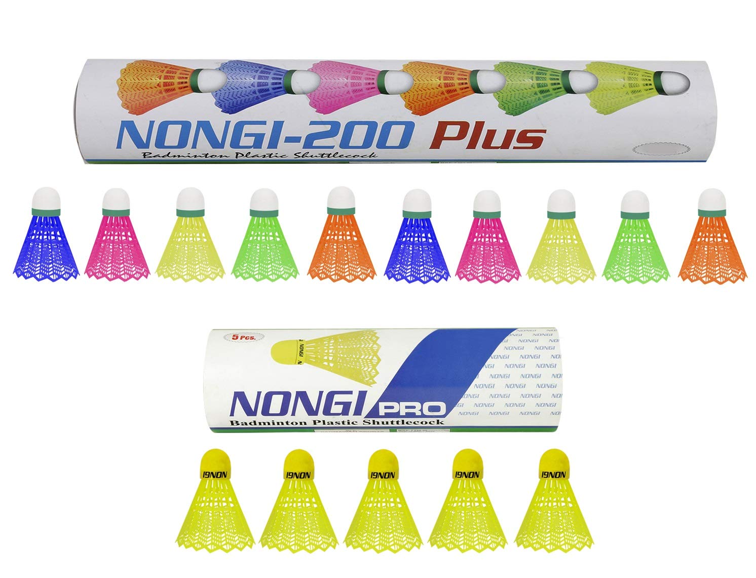 Nongi Combo Pack of 15 Shuttlecocks Pro(5 Yellow Plastic), 200 Plus(10 Multicolor Plastic) for Outdoor Indoor Sports (B08FCDJBTZ) Amazon Price History, Amazon Price Tracker