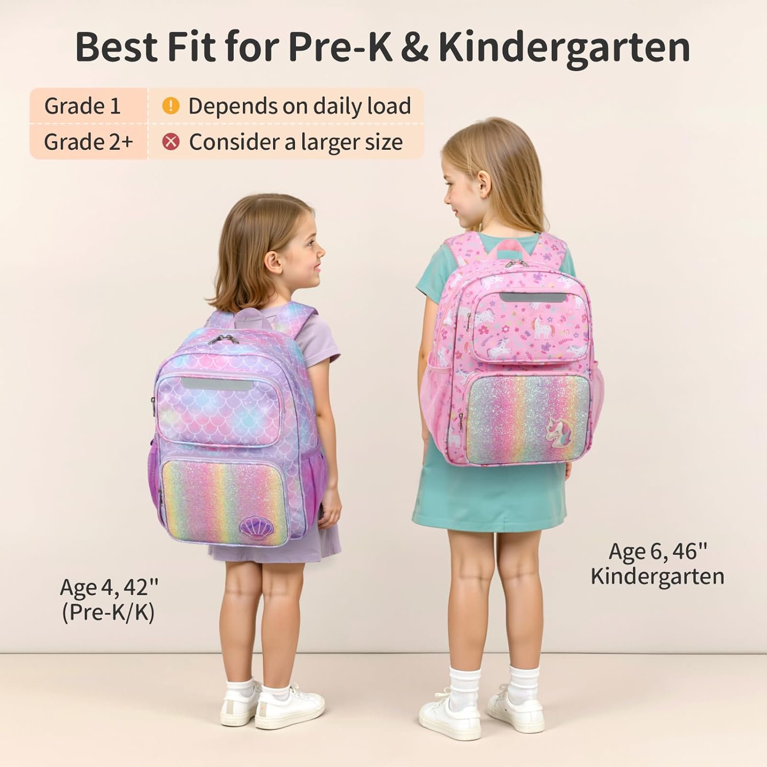 Kids Backpack for Girls Kindergarten & 1st Grade - 15 Inch Lightweight School Bookbag Fits Folder, Unicorn Backpack for Kids 4-7 with Chest Strap & Insulated Pocket, Pink - Image 2