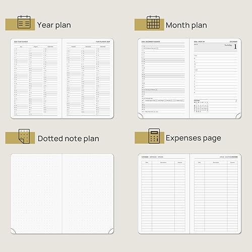 Miniatura 3 de POPRUN Agenda diaria 2024 de una página por día, tamaño de bolsillo (4 x 6.25 pulgadas), calendario diario 2024, libro de citas por hora con