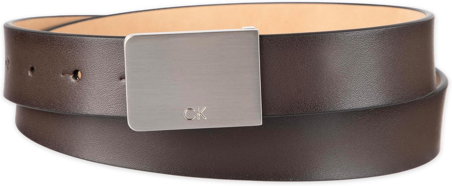 Calvin Klein Men's Modern Plaque Buckle Belt with Logo Detail for Dress Pants - Image 2