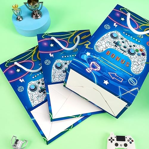 Miniatura 6 de Bolsas de regalo para fiestas de videojuegos, 16 piezas, suministros para fiestas de cumpleaños con asas, para niños, para decoración de fiestas