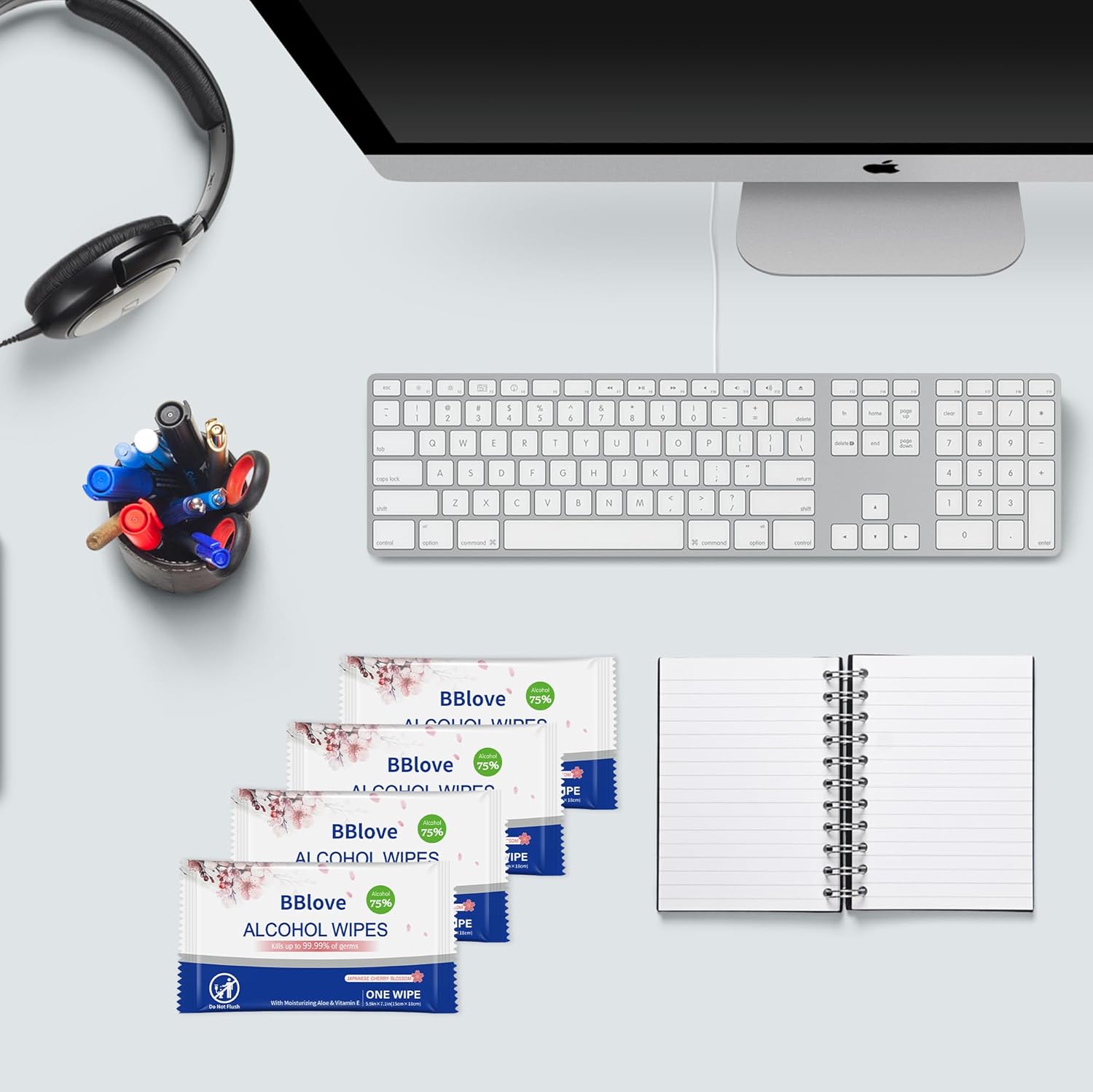 Portable 75% Alcohol Hand Sanitizer with Aloe Moisturizer & Vitamin E - On-the-Go All-Purpose Travel Wipes for Restaurant and Home Office Use (100 WIPES, Japanese Cherry Blossom) - Image 5