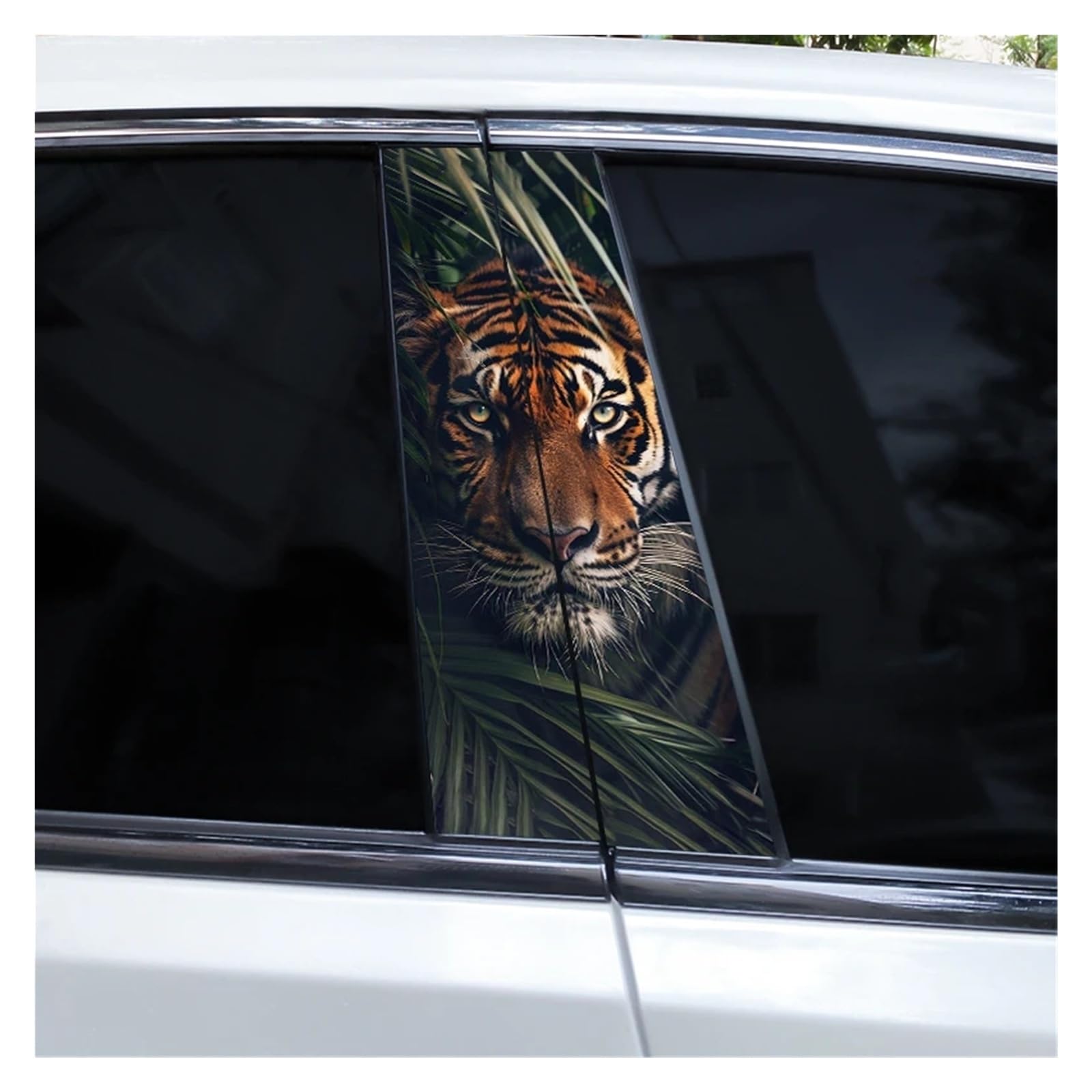 Car Side Decals 2pcs Flaming Tiger Animal Stickers Car Center B-Pillar Anti-Scratch Vinyl DIY Self-Adhesive Decal(Style G)