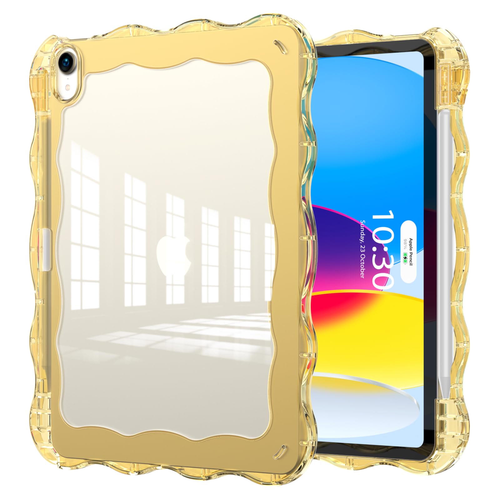 Photo 1 of SPIUST for iPad (A16) 11th Generation 11 Inch 2025,10th Generation 10.9 Inch 2022 Case,Wave Edge Durable TPU+Back Hard PC Shockproof with Transparent Back,Yellow