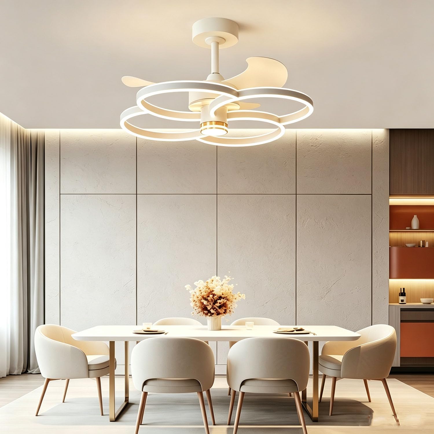 Piptyllite Fan Chandelier Minimalist, Subtle Yet Powerful Lighting for the Living Room, Dining Room, and Bedroom,Black