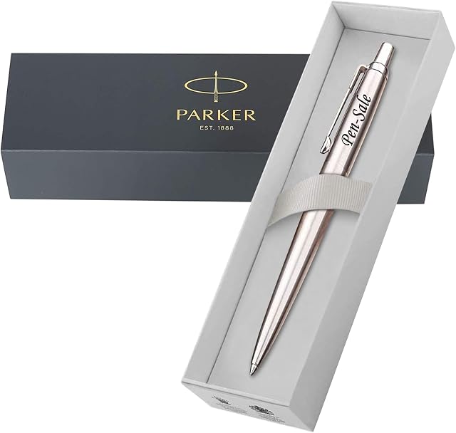 Personalised Engraved Parker Jotter Stainless Steel Ballpoint Pen Black Ink - Enter Your Custom Text