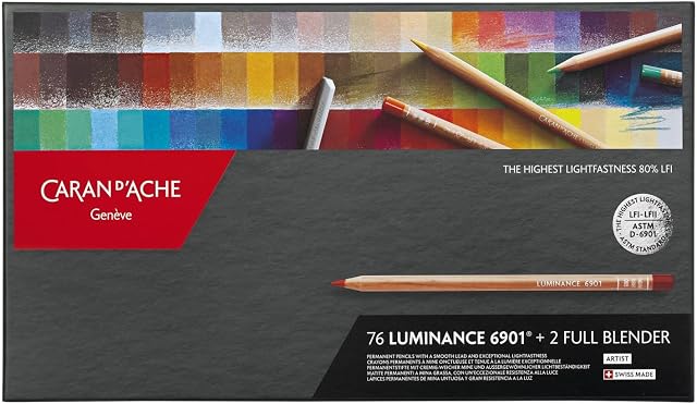 CARAN D'ACHE Cardboard Box with 76 Assorted Colours +2 blenders
