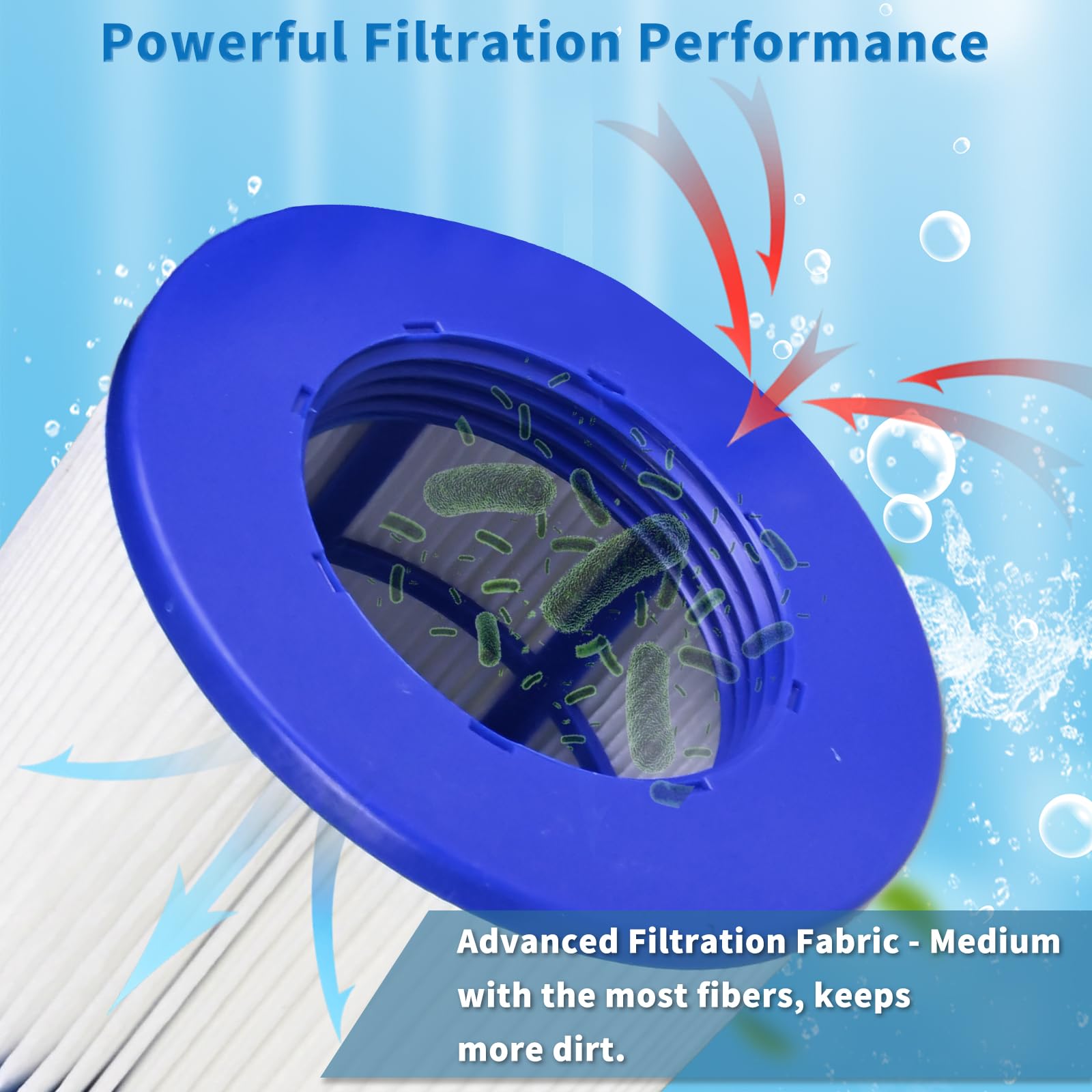 JEFFEL Spa Filter Infinite om vast te schroeven, cartridge met schroeven voor opblaasbare spa, zonder schroeven, 60 mm, filterpatroon voor spa, compatibel met Cosy Spa, Clever Spa en meer (8 stuks