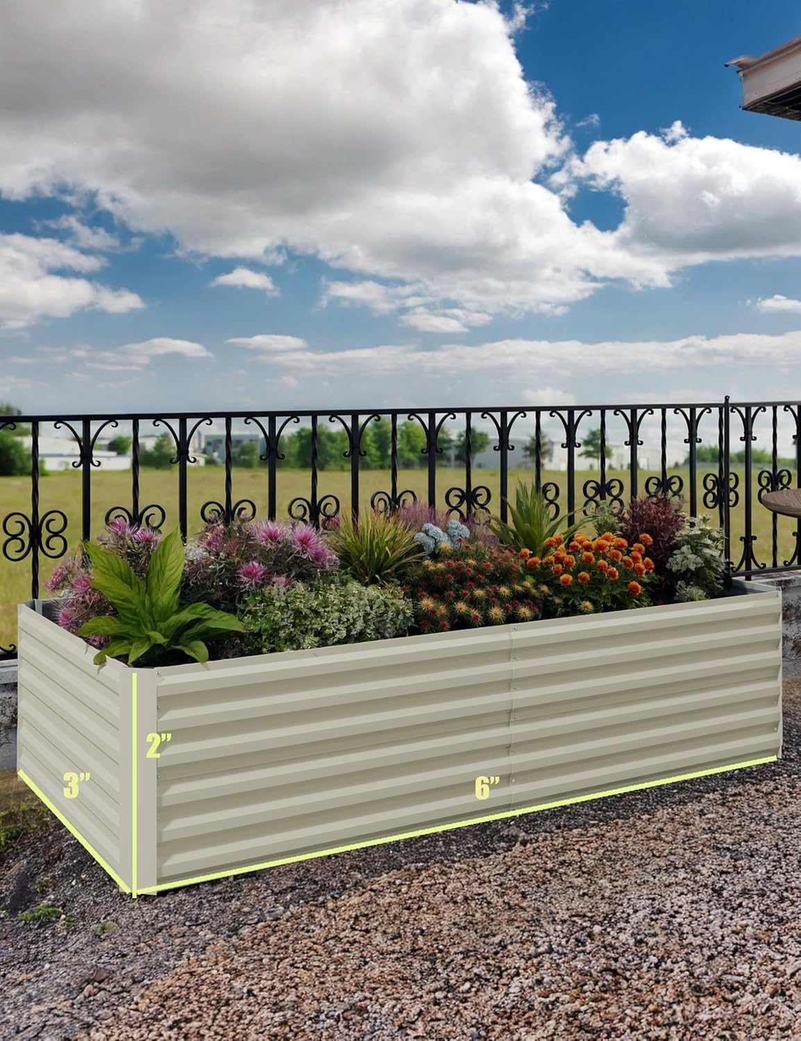 Garvee 6x3x2ft Galvanized Raised Garden Bed Outdoor,Rust-Resistant Raised Garden Beds for Gardening, Easy Assembly Outdoor Garden Box & Planters, Beige