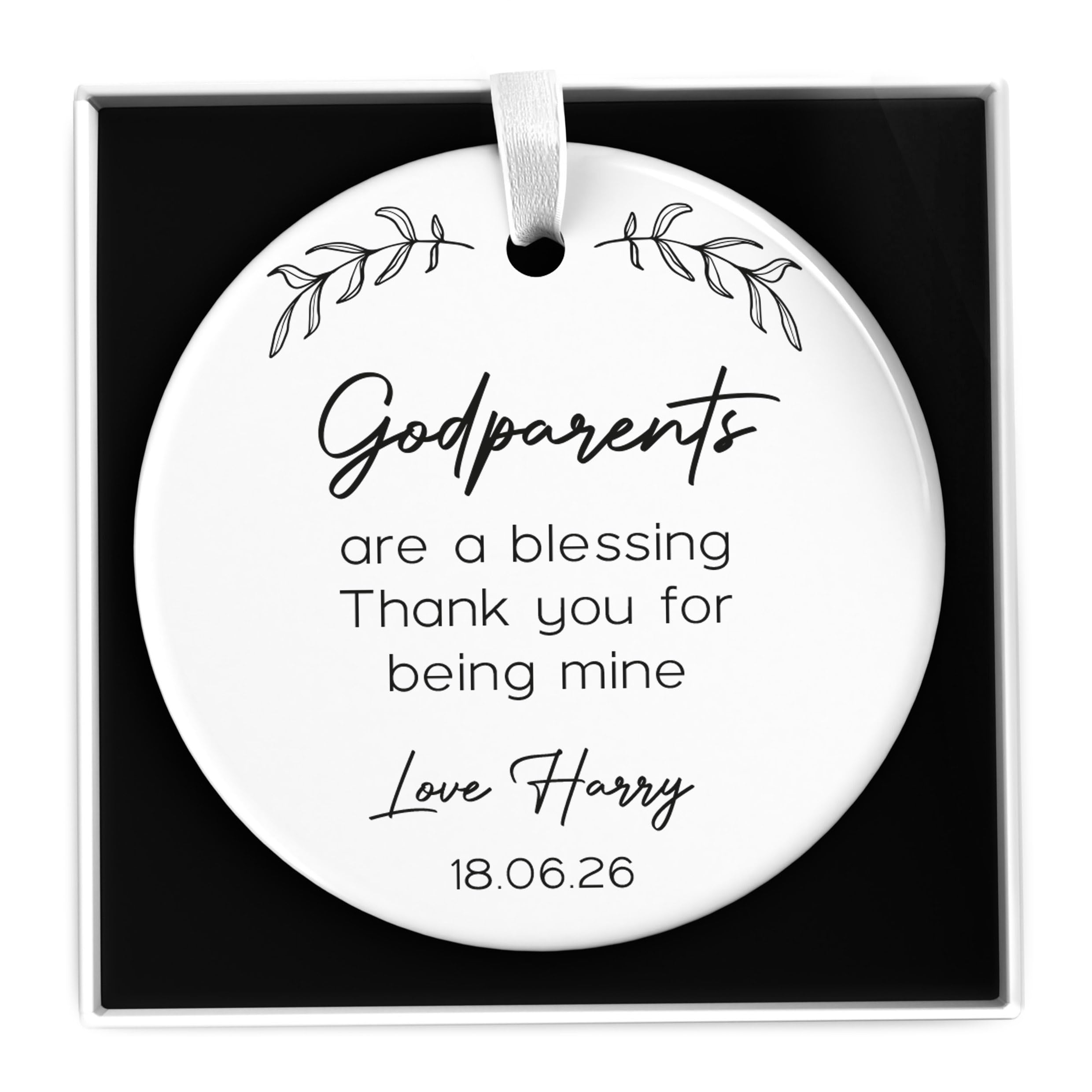 Beecreative Godparents Gifts From Godchild - Christening Gifts For Godparents - Godparent Thank You Ceramic Decoration - With Gift Box