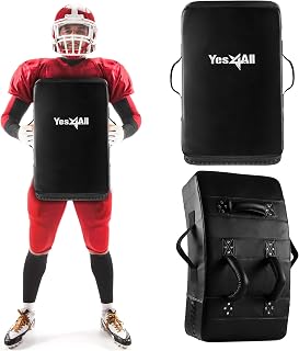 Yes4All Blocking Pad for Football, Basketball & Martial Arts Training - Durable PU Leather Shield with Solid Rivets & 5 Handles