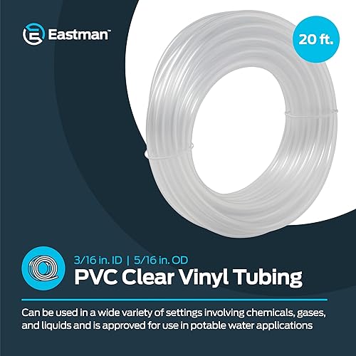 Miniatura 2 de EZ-FLO - Tubo de vinilo transparente de PVC de 316 pulgada de diámetro interior (516 pulgada de diámetro exterior), 20 pies de longitud, 98562