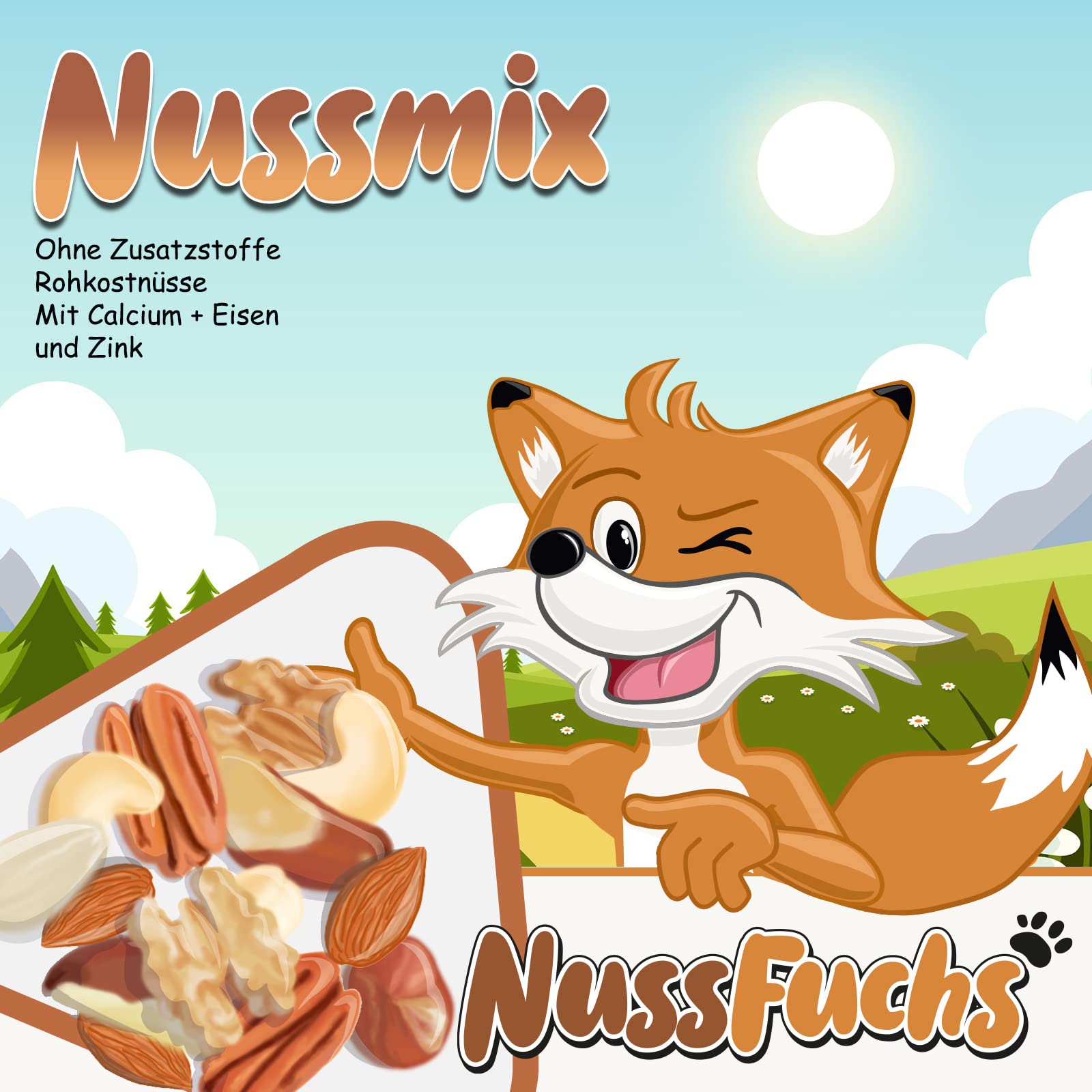 Nussmischung Natur - 3kg - Nuss Mix - 7 Sorten knackige Nusskernmischung - ungeröstet ungesalzen - Paranüsse Walnüsse Cashewkerne Mandeln Pekannüsse Haselnüsse Mandeln blanchiert - (3kg)
