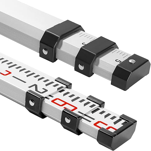 Miniatura 8 de KEZERS Varilla de aluminio de doble cara de 9 pies - 8ths, varilla telescópica de 3 secciones con estuche de transporte