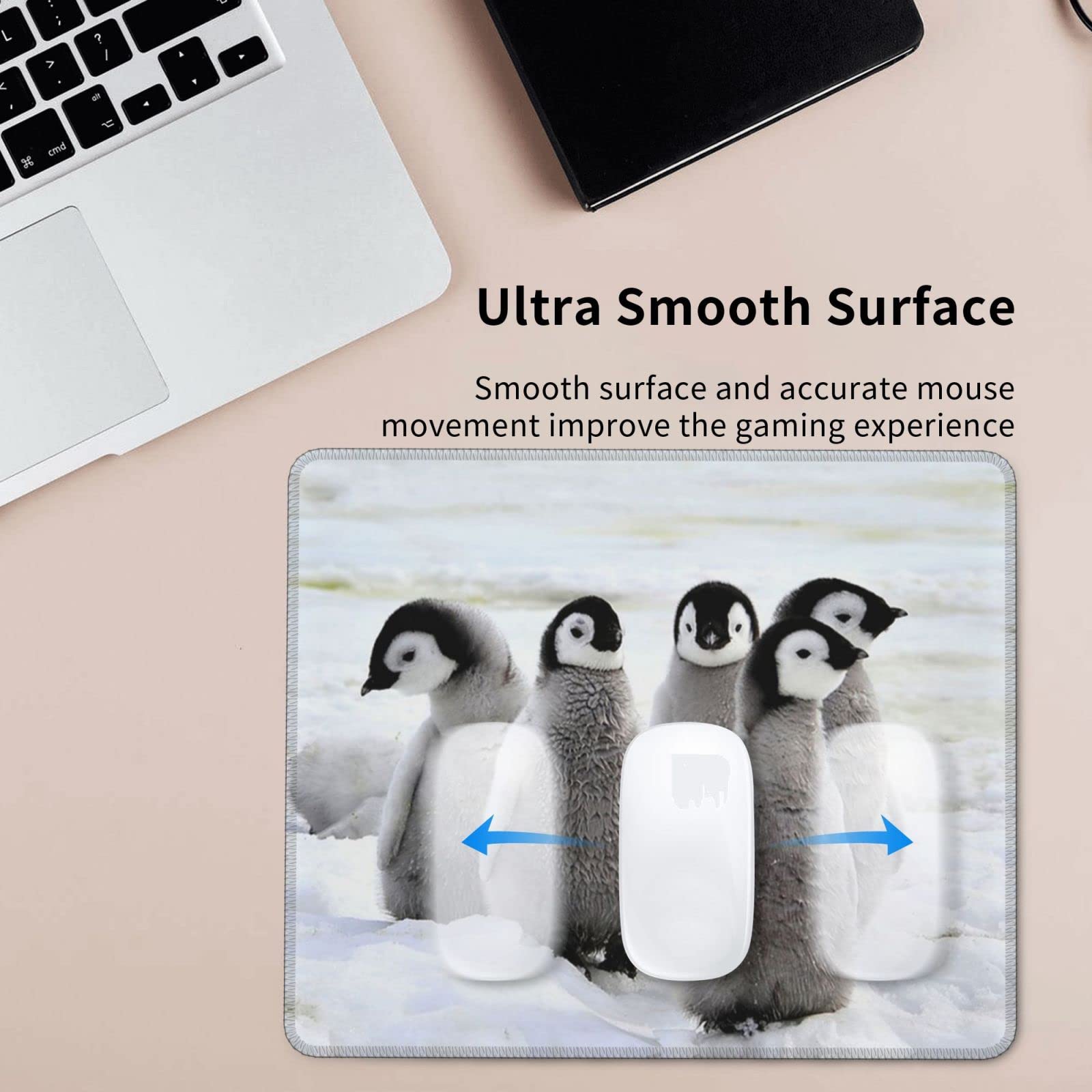 Tappetino Per Mouse 'Empire Penguin' In Gomma Spessa: 23x19 Cm, Base Antiscivolo, Superficie Morbida. Stampa Animale Di Alta Qualità Per Ufficio E Casa